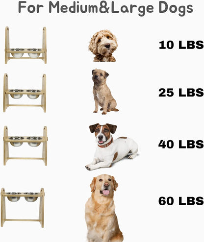 Adjustable Elevated Dog Bowls for Large, Medium and Small Dogs - Raised Dog Bowl Stand for Food and Water, 4 Heights, Freely Adjust Angle