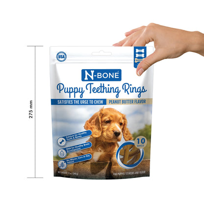 ® Puppy Teething Rings Peanut Butter Flavor, 10 Treats, 12 Oz, Dried Chew Treats for Dogs
