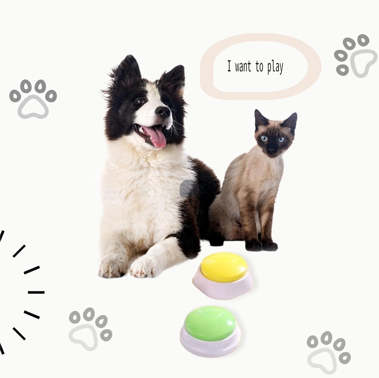 Dog Buttons for Communication, HD Sound Quality Loud Dog Buttons Talk, Dog Buttons Talk for Training, Recordable Dog Talking Button Set with Double-Sided Adhesive Tape and 5 Scene Stickers