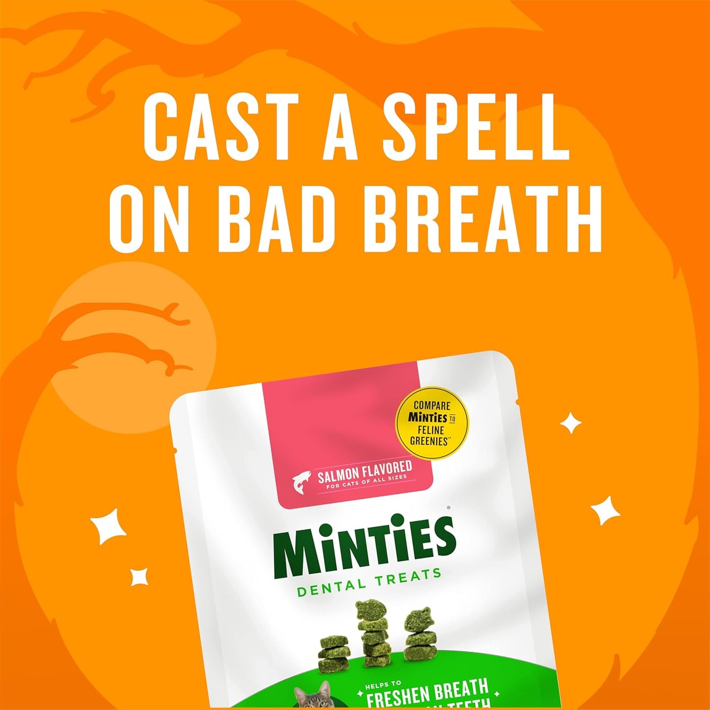 Dental Treats for Cats, Salmon Flavored Treats for Cats, Freshens Breath and Controls Tartar, 2.5Oz