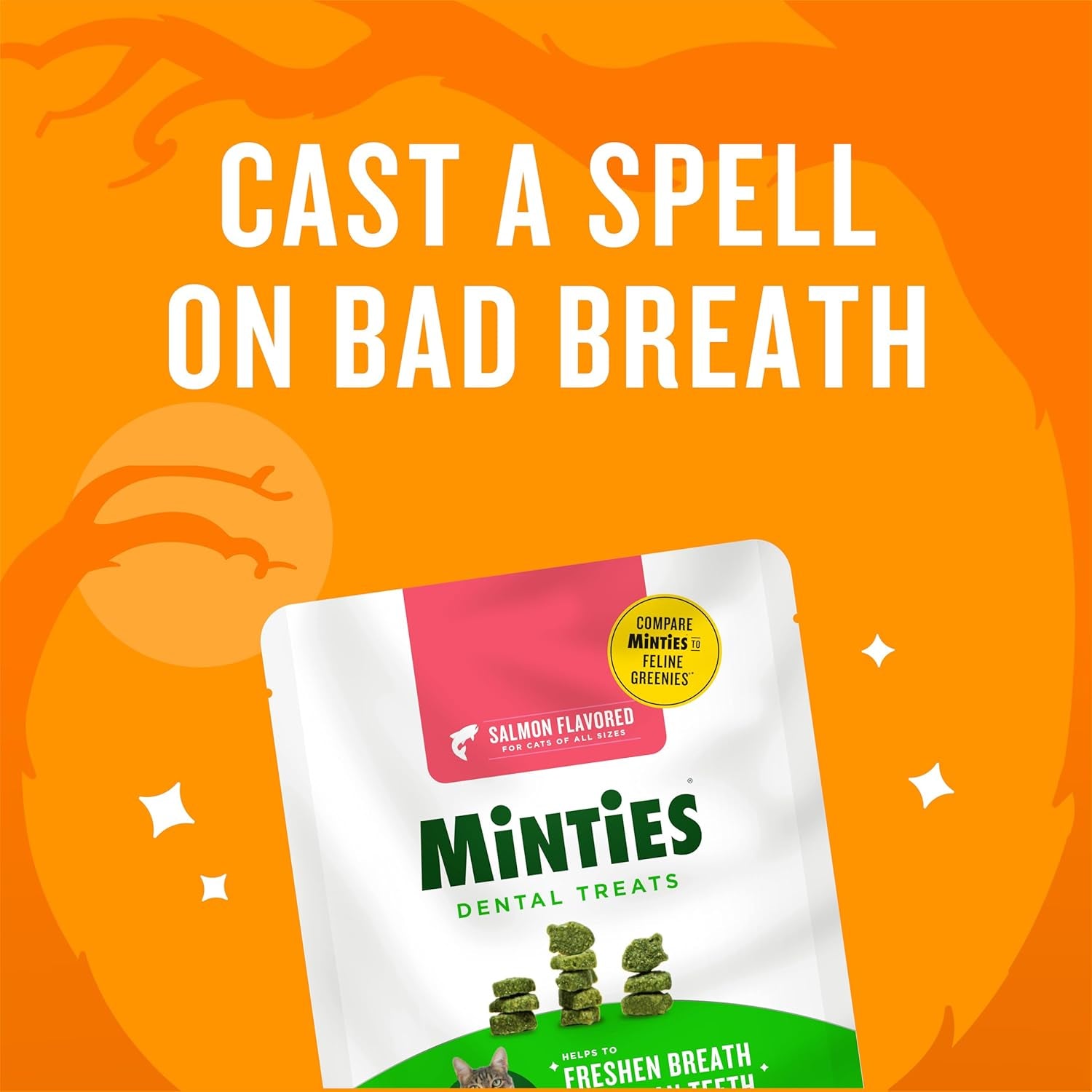 Dental Treats for Cats, Salmon Flavored Treats for Cats, Freshens Breath and Controls Tartar, 2.5Oz