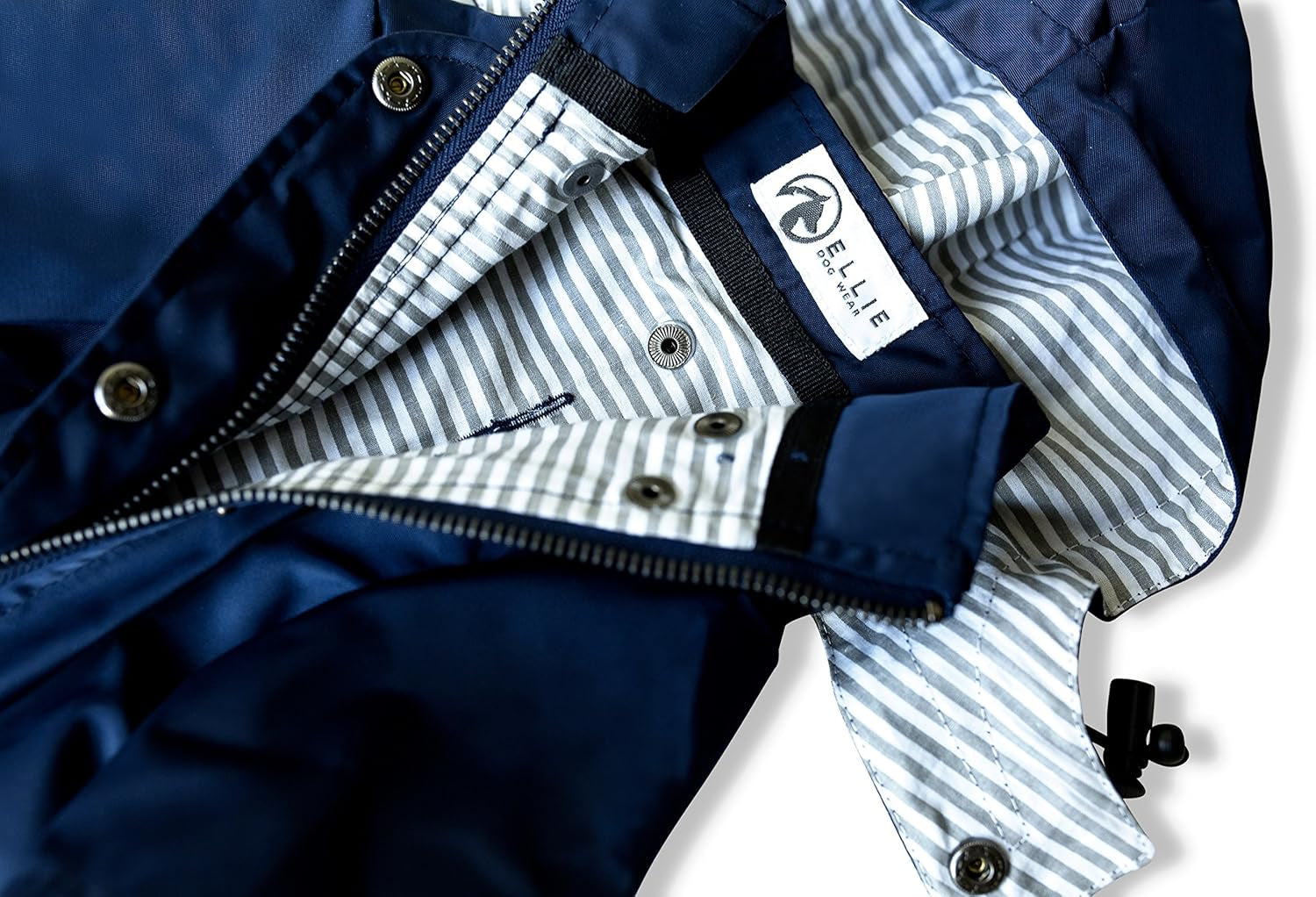 Zip up Dog Raincoats with Reflective Buttons, Pockets, Rain/Water Resistant, Adjustable Drawstring, & Removable Hood - XXS to XXL - Stylish Premium Dog Raincoats (Navy, Large)