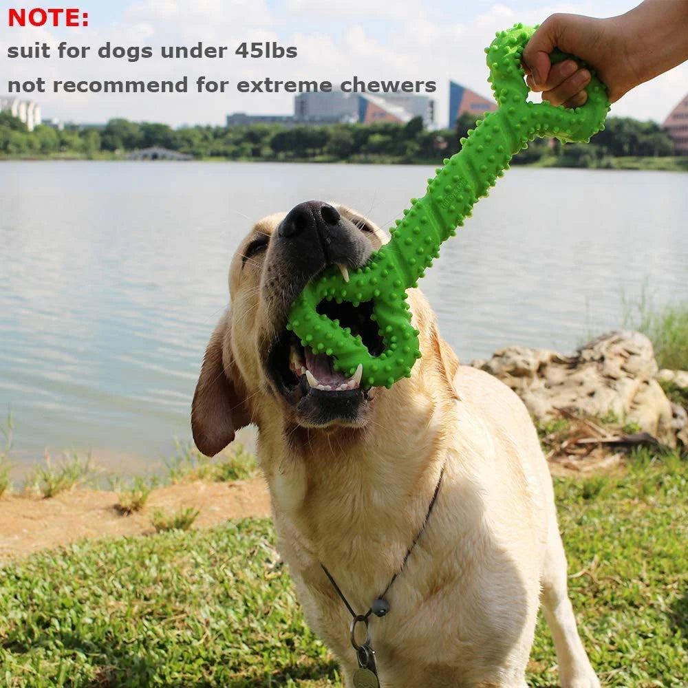 Durable Dog Chew Toys 13 Inch Bone Shape Extra Large Dog Toys with Convex Design Strong Tug Toy for Aggressive Chewers Medium and Large Dogs Tooth Cleaning, Green