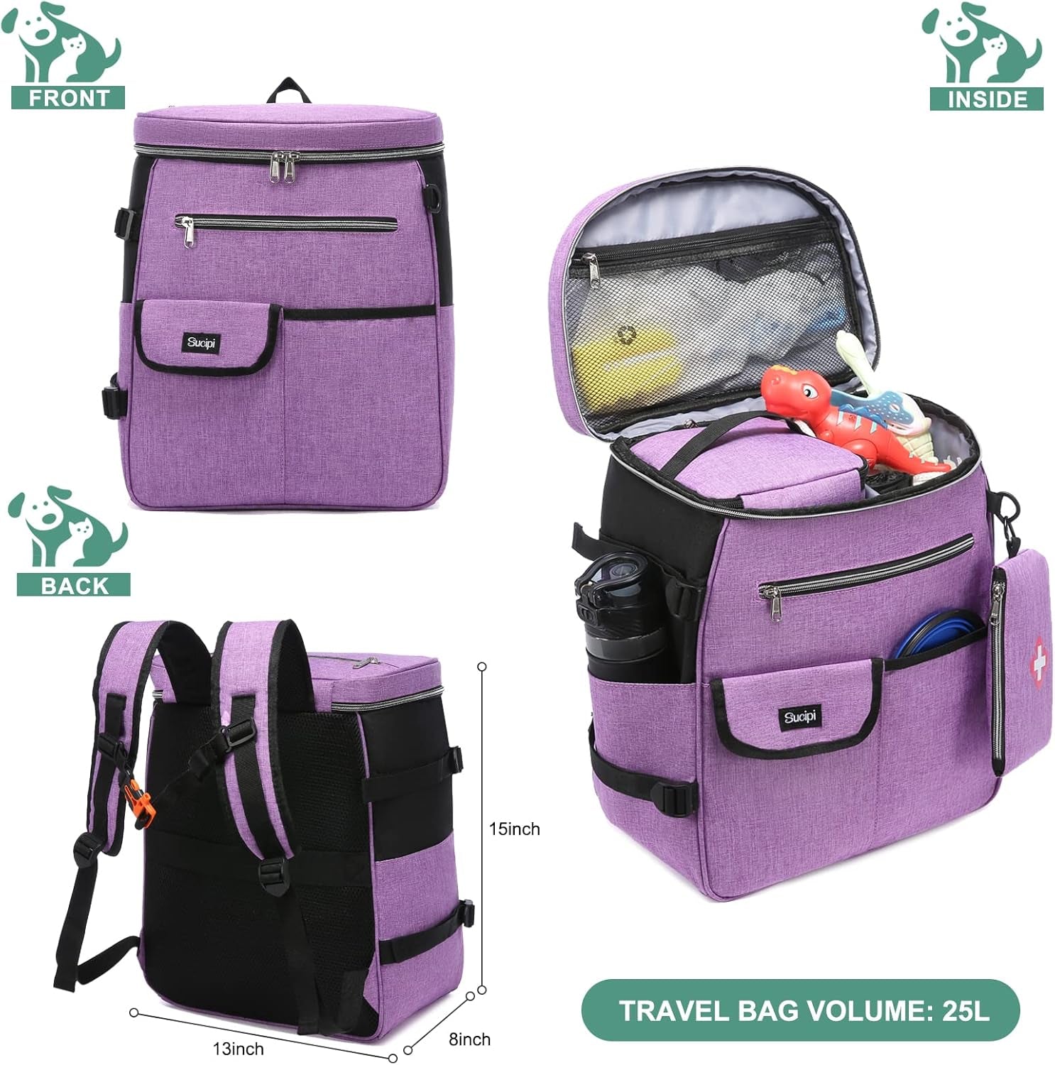 Dog Travel Bag for Supplies  7 PC Set Dog Travel Backpack Airline Approved Tote Organizer with Pet First Aid Pouch, Large Weekend Dog Travel Bag&Travel Accessories for Traveling Hiking Camping