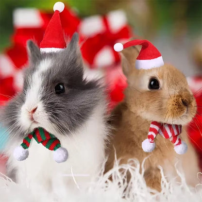 Hamster Christmas Halloween Costume Guinea Pig Small Pet Hat Scarf Headwear Pet Outfits for Chinchilla Rabbit Bunny Accessories