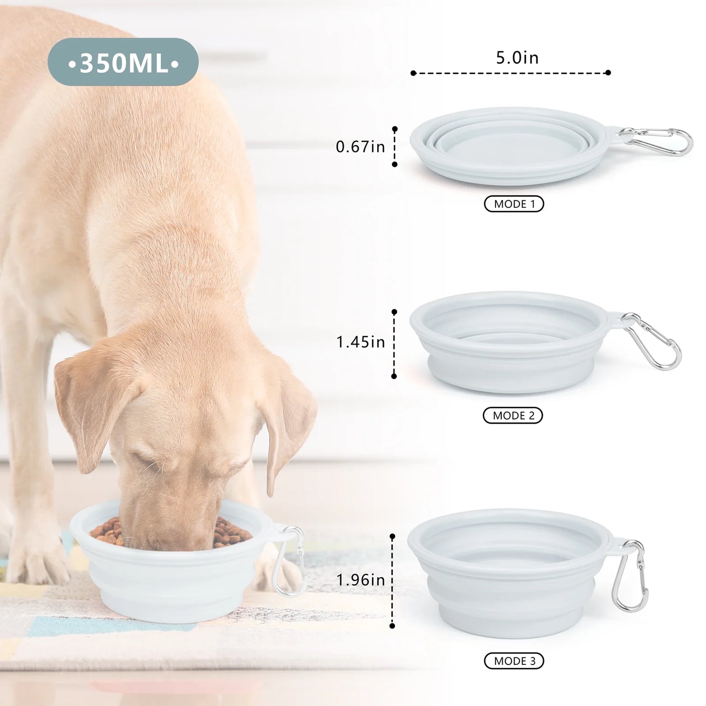 Large Collapsible Dog Bowls, Portable Foldable Travel Water Bowl Food Dishes with Carabiner Clip for Traveling Camping Walking, 2 Pack（Blue）