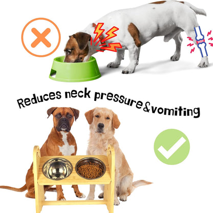 Adjustable Elevated Dog Bowls for Large, Medium and Small Dogs - Raised Dog Bowl Stand for Food and Water, 4 Heights, Freely Adjust Angle