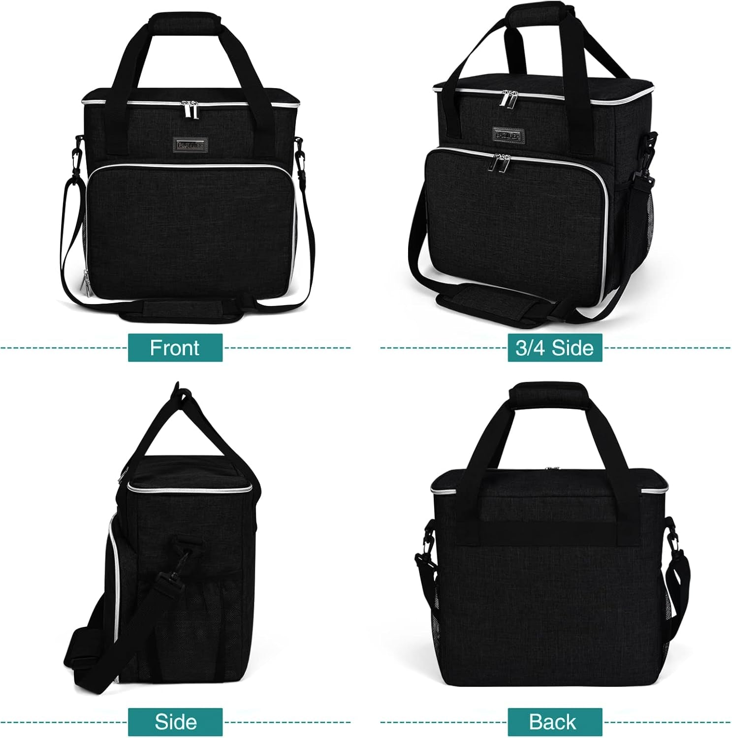 Dog Travel Bag, Pet Travel Bag (All Pet Travel Supplies), with 2 Pet Food Containers and 2 Collapsible Silicone Bowls; Essential Kits for Travel Black