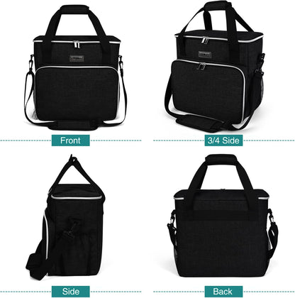 Dog Travel Bag, Pet Travel Bag (All Pet Travel Supplies), with 2 Pet Food Containers and 2 Collapsible Silicone Bowls; Essential Kits for Travel Black