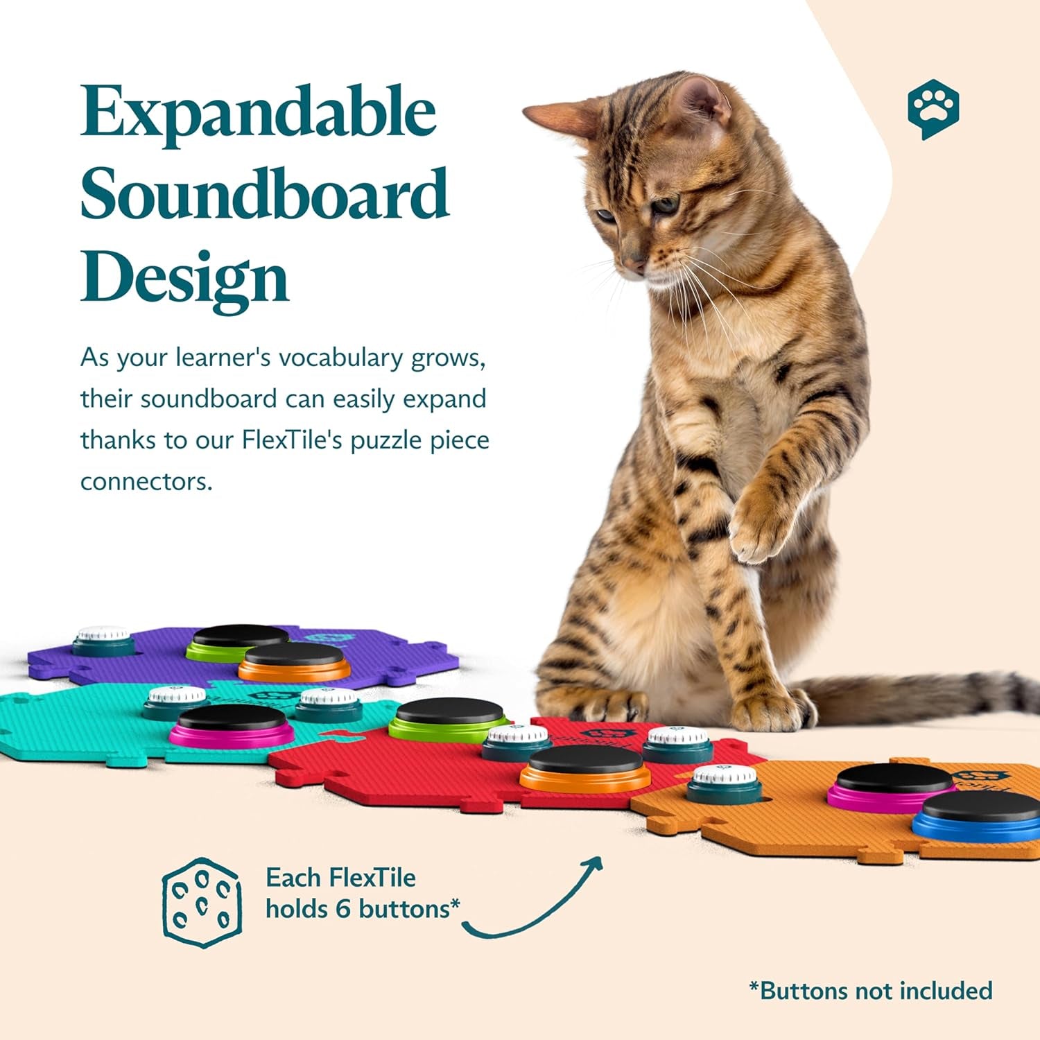 Extra Large Flextile for Big and Small Buttons - Green - Holds Big 3.5 1.9" Talking Dog and Cat Buttons - Each Button Mat Securely Holds 6 Buttons - Durable and Non-Slip