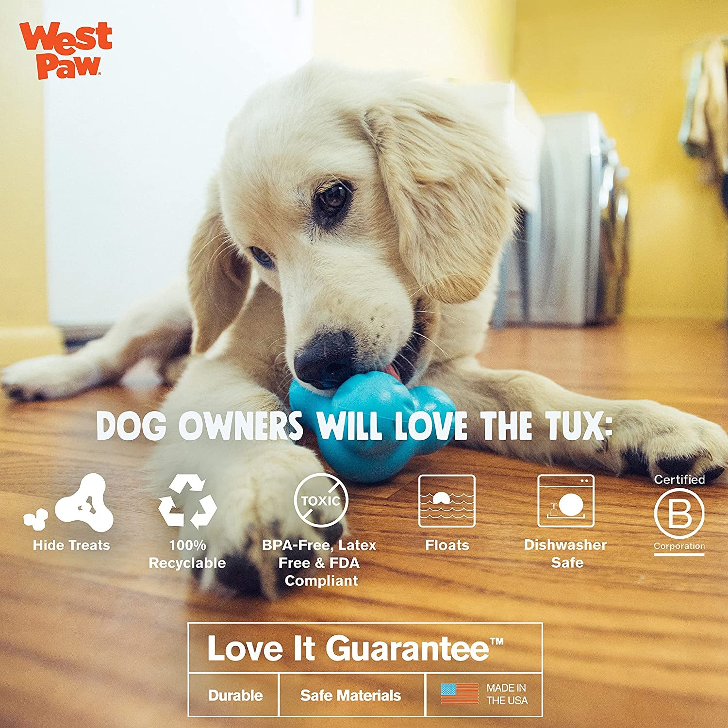 Zogoflex Tux Treat Dispensing Dog Chew Toy – Interactive Chewing Toy for Dogs – Dog Games for Aggressive Chewers, Fetch, Catch – Holds Kibble, Treats, Large 5", Granny Smith