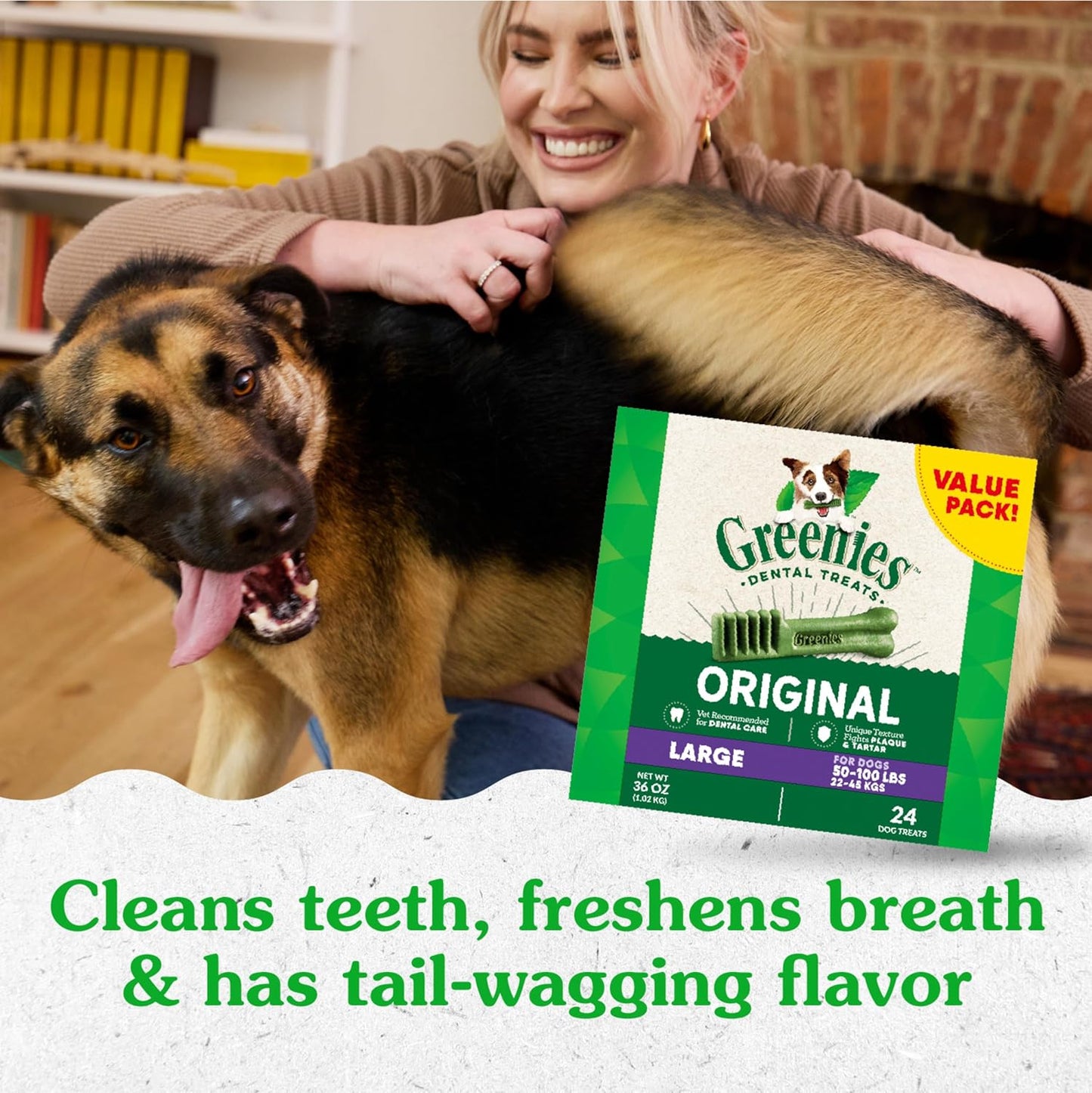 Original Large Dental Dog Treats, 54 Oz. Pack (34 Treats)