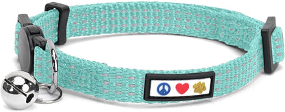 Reflective Cat Collar with Safety Buckle and Removable Bell Cat Collar Kitten Collar Teal Cat Collar One Size