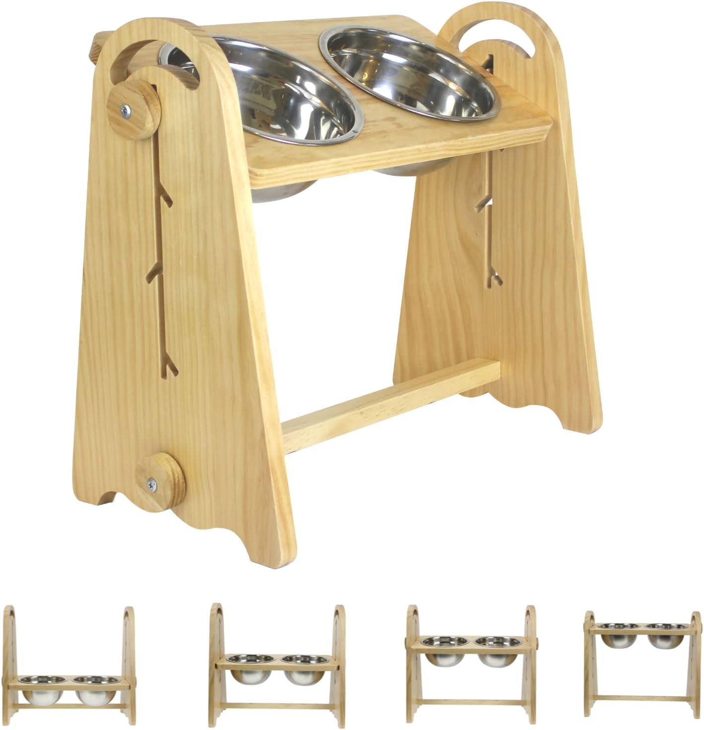 Adjustable Elevated Dog Bowls for Large, Medium and Small Dogs - Raised Dog Bowl Stand for Food and Water, 4 Heights, Freely Adjust Angle