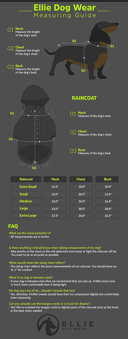 Zip up Dog Raincoats with Reflective Buttons, Pockets, Rain/Water Resistant, Adjustable Drawstring, & Removable Hood - XXS to XXL - Stylish Premium Dog Raincoats (Navy, Large)