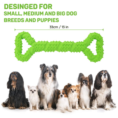 Durable Dog Chew Toys 13 Inch Bone Shape Extra Large Dog Toys with Convex Design Strong Tug Toy for Aggressive Chewers Medium and Large Dogs Tooth Cleaning, Green