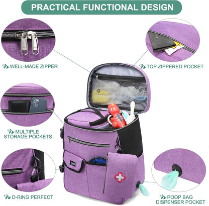 Dog Travel Bag for Supplies  7 PC Set Dog Travel Backpack Airline Approved Tote Organizer with Pet First Aid Pouch, Large Weekend Dog Travel Bag&Travel Accessories for Traveling Hiking Camping