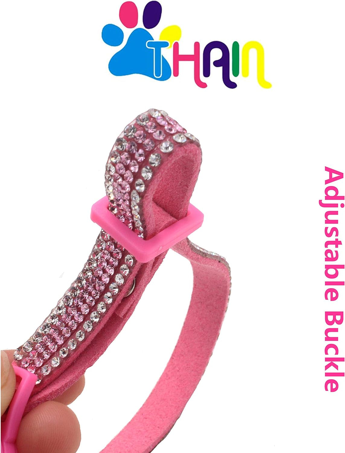 Basic Adjustable Cat Collar Bling Diamond Breakaway with Bell for Kitten Girl Boy (Pink)