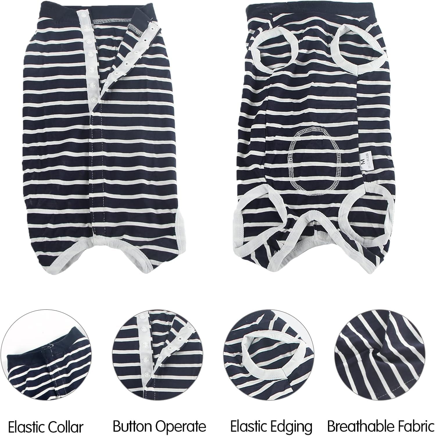 Dog Recovery Suit Abdominal Wound Puppy Surgical Clothes Post-Operative Vest Pet after Surgery Wear Substitute E-Collar & Cone(Xl, Blue Stripe)