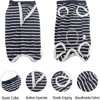 Dog Recovery Suit Abdominal Wound Puppy Surgical Clothes Post-Operative Vest Pet after Surgery Wear Substitute E-Collar & Cone(Xl, Blue Stripe)