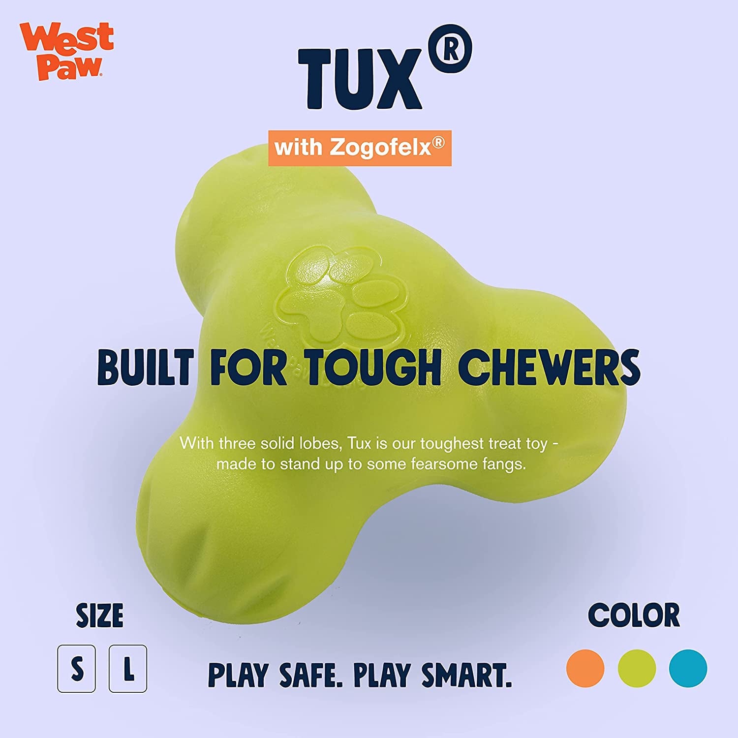 Zogoflex Tux Treat Dispensing Dog Chew Toy – Interactive Chewing Toy for Dogs – Dog Games for Aggressive Chewers, Fetch, Catch – Holds Kibble, Treats, Large 5", Granny Smith