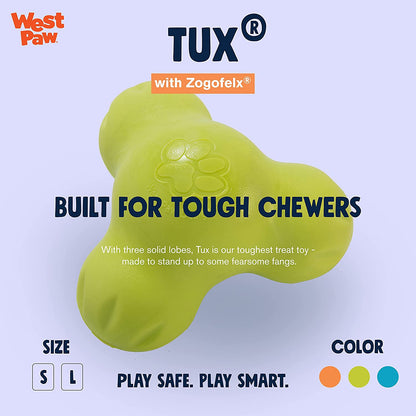 Zogoflex Tux Treat Dispensing Dog Chew Toy – Interactive Chewing Toy for Dogs – Dog Games for Aggressive Chewers, Fetch, Catch – Holds Kibble, Treats, Large 5", Granny Smith