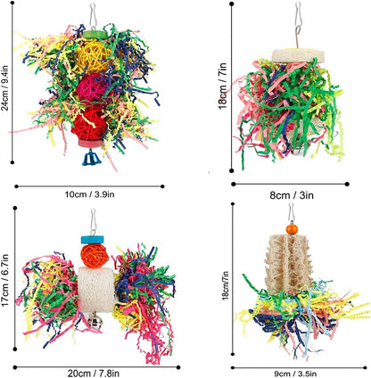 Colorful Bird Foraging and Chewing Toys - Perfect for Parakeets, Conures, Cockatiels, Budgies, Lovebirds, and Parrotlets (Rope Perch Not Included)