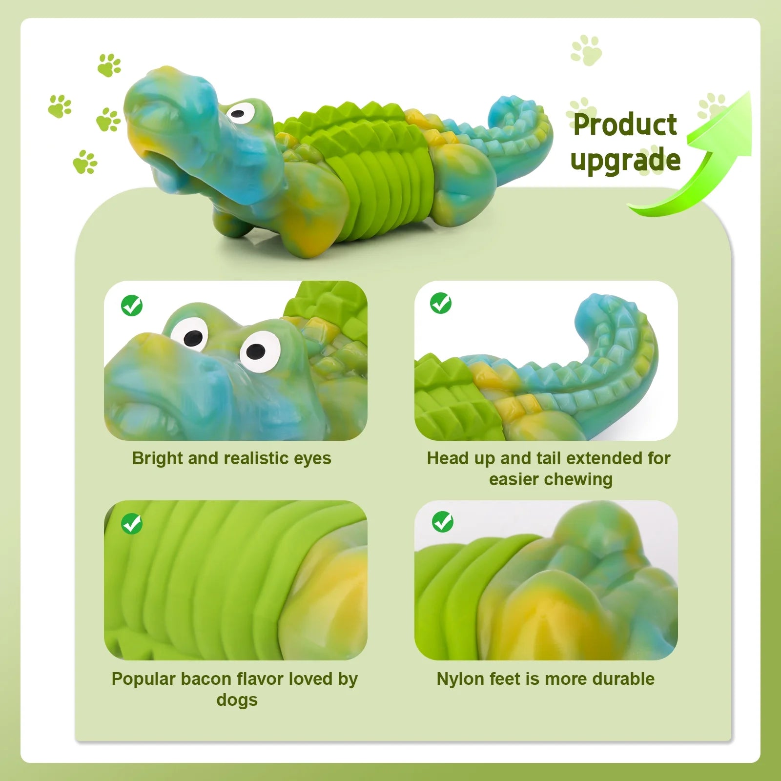 Tough Dog Toys,Dog Toys for Aggressive Chewers,Indestructible Dog Toys for Large Breed,Durable Dog Toys for Large Dogs,Bacon Flavor,Green