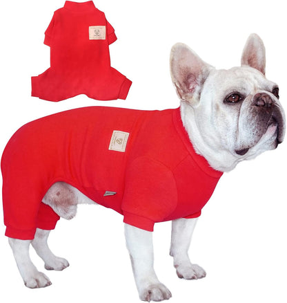 Dog Pajamas, 4 Legged Dog Jumpsuit with Thermal, Cotton Dogs Onesies Pet Clothes for Small Medium Dogs (Red, L)