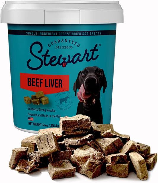 Beef Liver Dog Treats, 14 Oz, ~315 Pieces, Freeze Dried Raw, Single Ingredient, 50% Protein Training Treats or Meal Topper in a Resealable Tub, Grain Free, Gluten Free