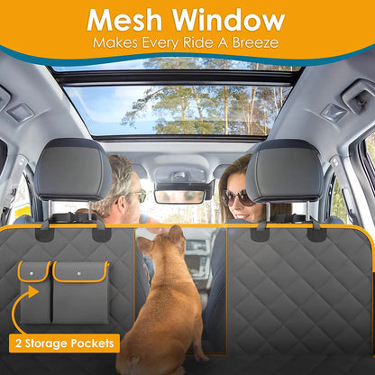 Dog Seat Cover – Waterproof & Nonslip Hammock for Dogs with Mesh Window & Seat Belt