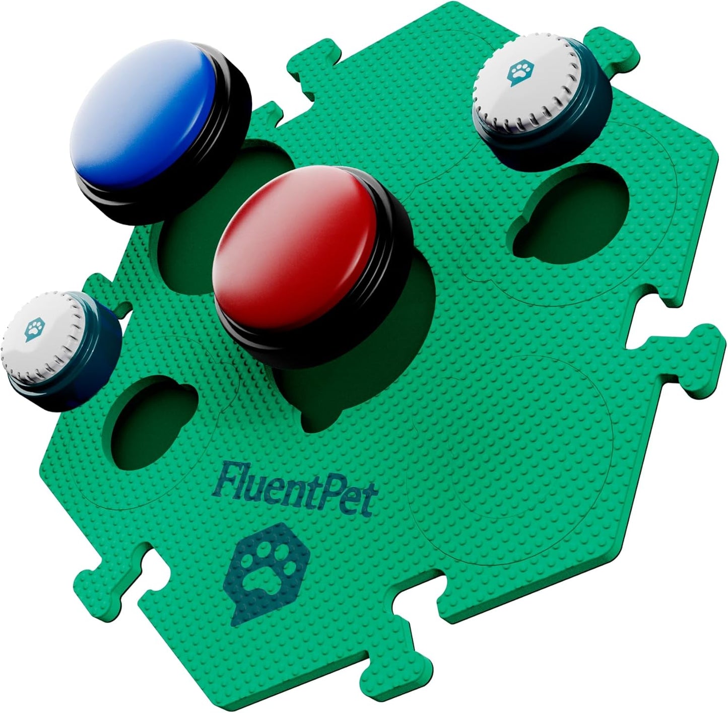 Extra Large Flextile for Big and Small Buttons - Green - Holds Big 3.5 1.9" Talking Dog and Cat Buttons - Each Button Mat Securely Holds 6 Buttons - Durable and Non-Slip