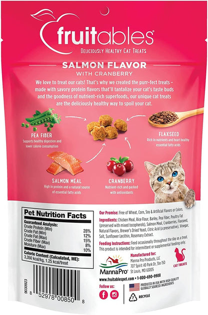 Cat Treats, Healthy Treats for Cats, Low Calorie and Packed with Protein, Crunchy Biscuits, Free of Wheat, Corn and Soy, Made with Real Salmon and Cranberry, 2.5Oz