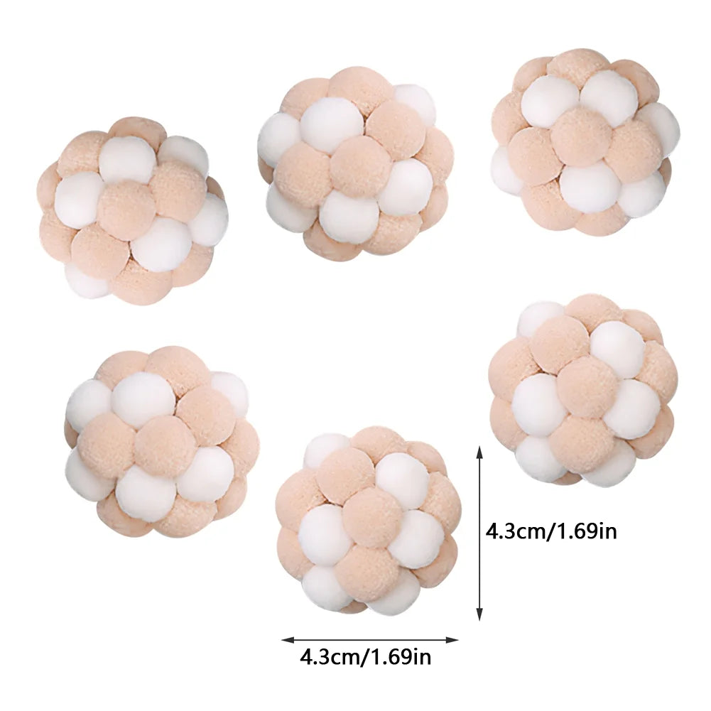 Cat Toy Balls (6 PCS) - Colorful Cat Ball Toy Built-In Bell Interactive Cat Ball Toy Soft Pompom Balls with Exquisite Gift Box for Indoor Cats Kitten