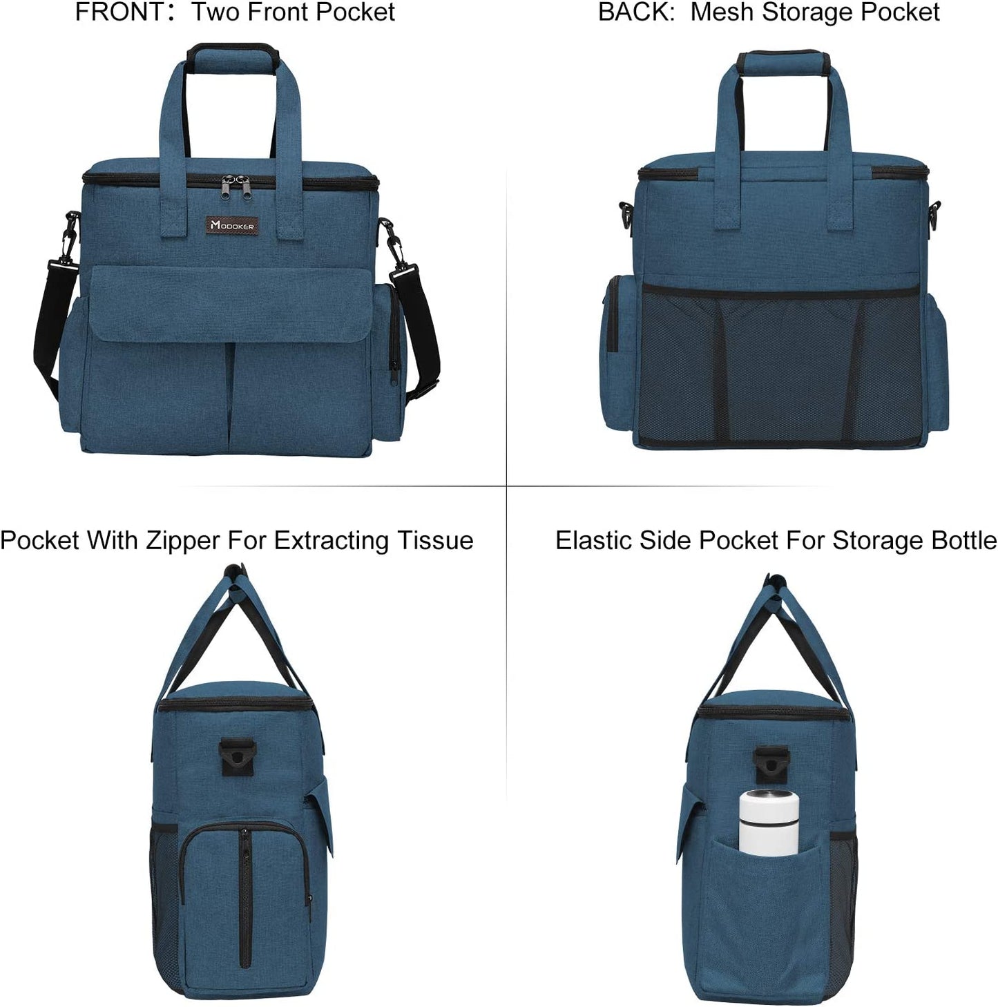 Ultimate Dog Travel Bag: Airline Approved Weekend Pet Set with Multi-Function Pockets, Food Storage Containers, Collapsible Bowls & Feeding Mat (Blue)