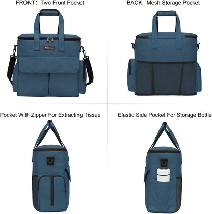 Ultimate Dog Travel Bag: Airline Approved Weekend Pet Set with Multi-Function Pockets, Food Storage Containers, Collapsible Bowls & Feeding Mat (Blue)