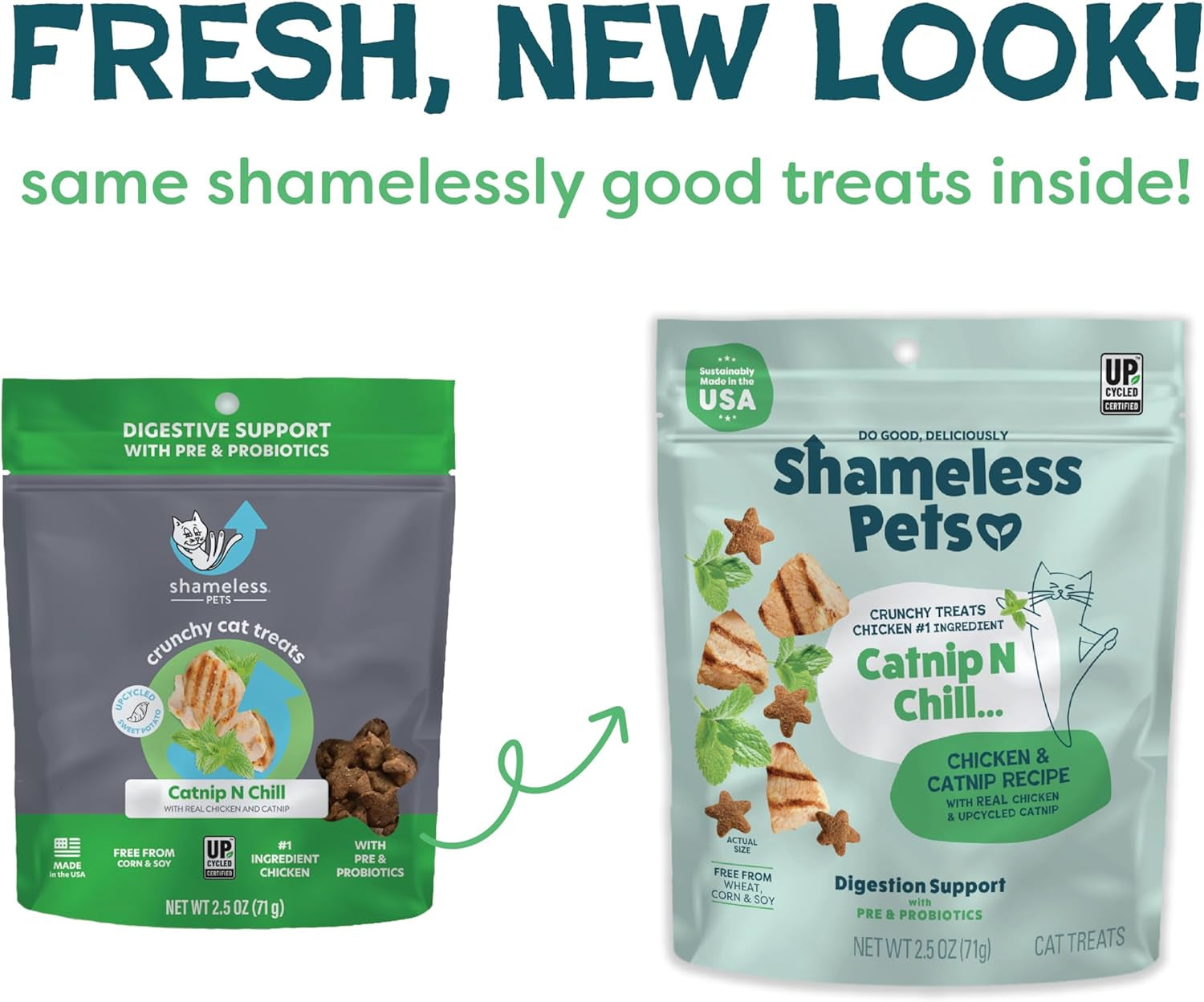 Crunchy Cat Treats - Catnip Treats for Cats with Digestive Support, Natural Ingredients Kitten Treats with Real Chicken, Healthy Flavored Feline Snacks - Catnip N Chill, 3-Pk