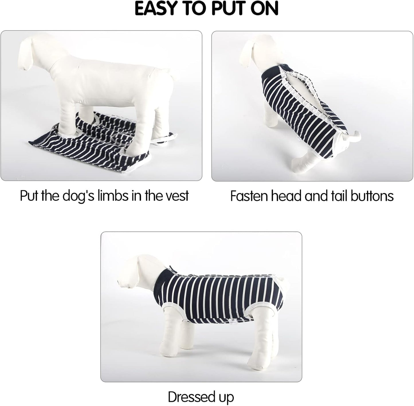 Dog Recovery Suit Abdominal Wound Puppy Surgical Clothes Post-Operative Vest Pet after Surgery Wear Substitute E-Collar & Cone(Xl, Blue Stripe)