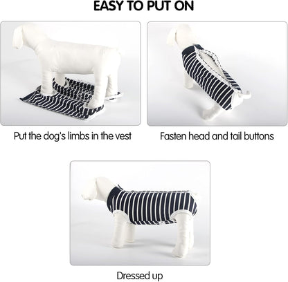 Dog Recovery Suit Abdominal Wound Puppy Surgical Clothes Post-Operative Vest Pet after Surgery Wear Substitute E-Collar & Cone(Xl, Blue Stripe)
