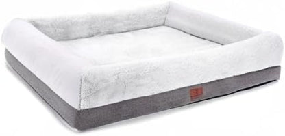Luxurious Orthopedic Dog Bed for Extra Large Dogs - Bolster Sofa Design with Washable Cover & Non-Skid Bottom, 46"x30" Soft Egg Foam Couch in Gray