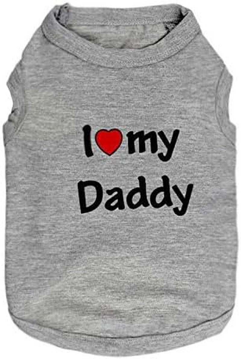Adorable Grey T-Shirt for Small Dogs - "I Love My Daddy" Puppy Apparel