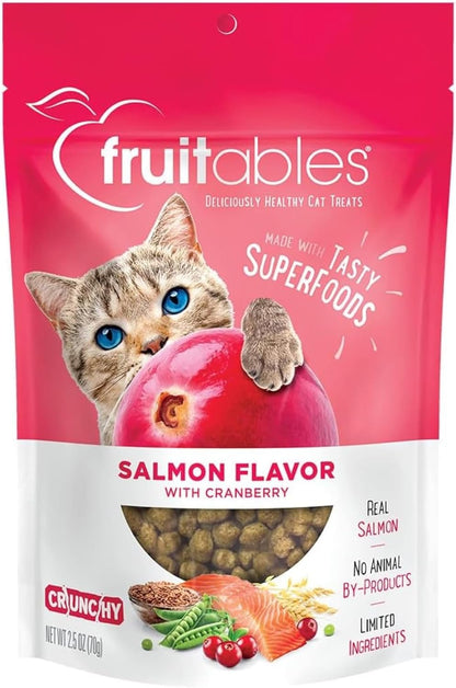 Cat Treats, Healthy Treats for Cats, Low Calorie and Packed with Protein, Crunchy Biscuits, Free of Wheat, Corn and Soy, Made with Real Salmon and Cranberry, 2.5Oz