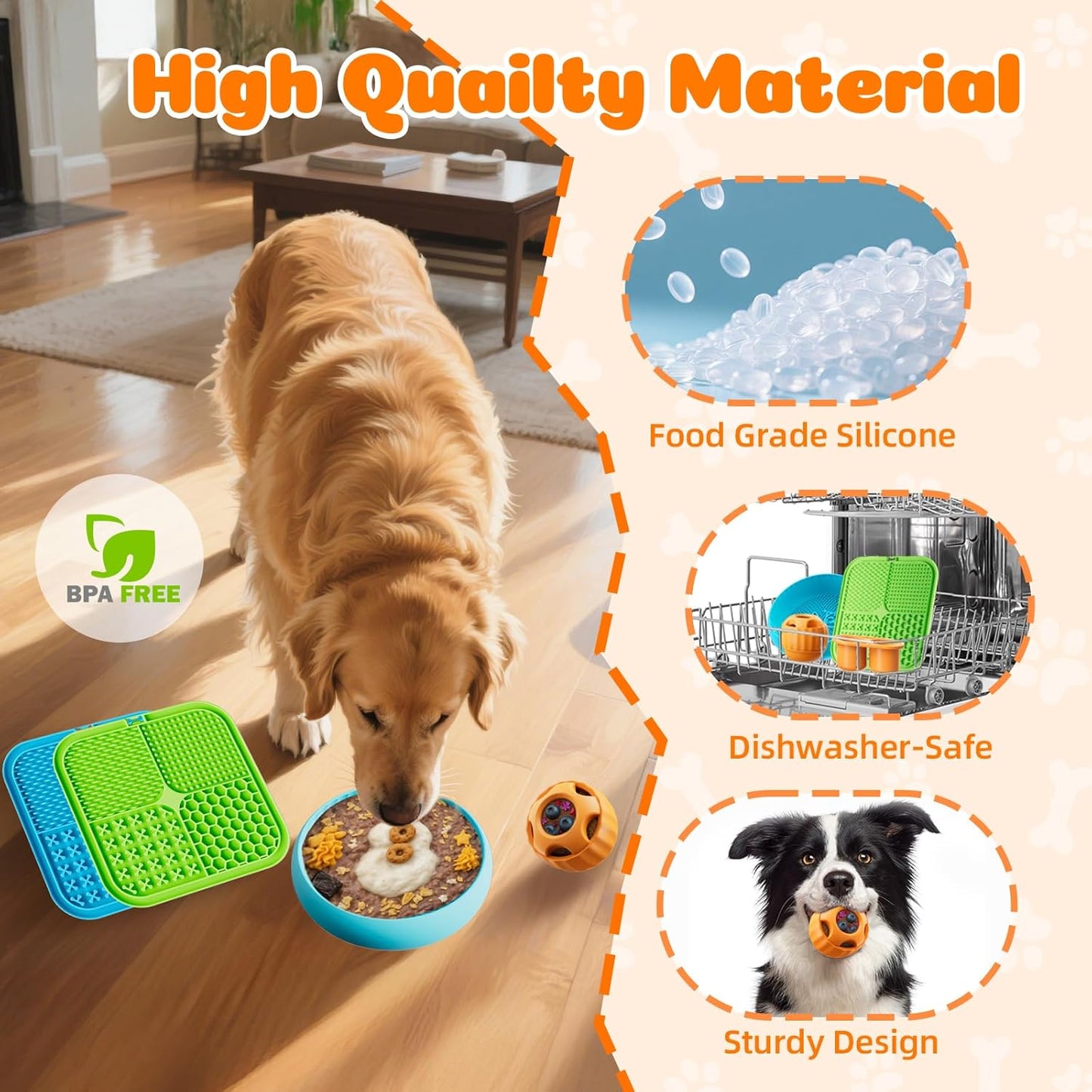 Dog Enrichment Toys 6 Pack - Dog Toys to Keep Them Busy, Lick Mat, Ball & Bowl with Peanut Butter, Frozen Treat Puzzle Dispenser for Anxiety Relief, Reduce Boredom, Perfect for Bathing Grooming