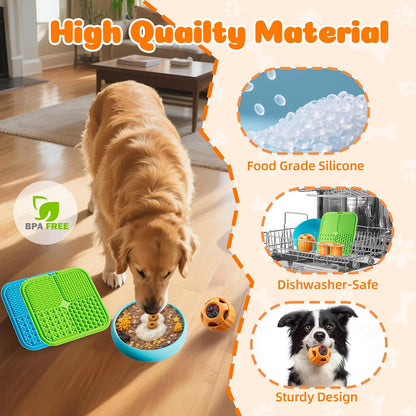 Dog Enrichment Toys 6 Pack - Dog Toys to Keep Them Busy, Lick Mat, Ball & Bowl with Peanut Butter, Frozen Treat Puzzle Dispenser for Anxiety Relief, Reduce Boredom, Perfect for Bathing Grooming