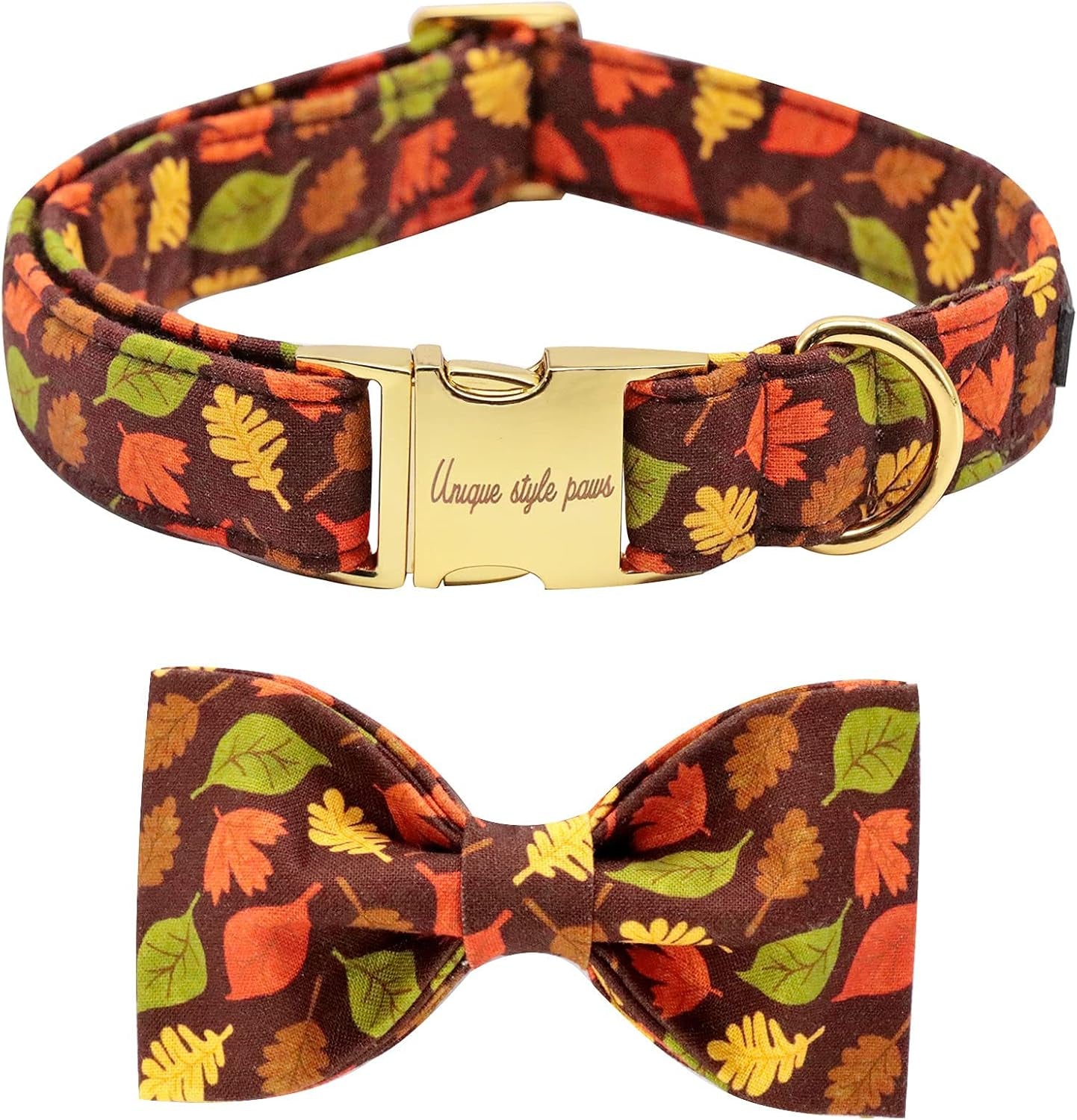 Fall Dog Collar with Bow, Puppy Collar Pet Gift Adjustable Dog Collar Soft and Comfy Bowtie Collars for Large Girl or Boy Dogs