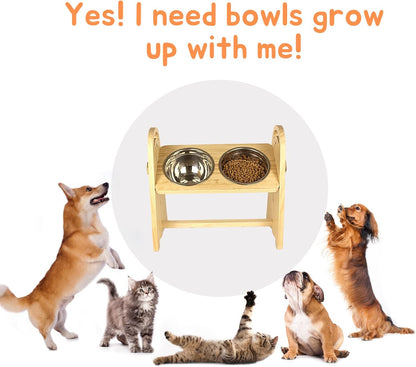 Adjustable Elevated Dog Bowls for Large, Medium and Small Dogs - Raised Dog Bowl Stand for Food and Water, 4 Heights, Freely Adjust Angle