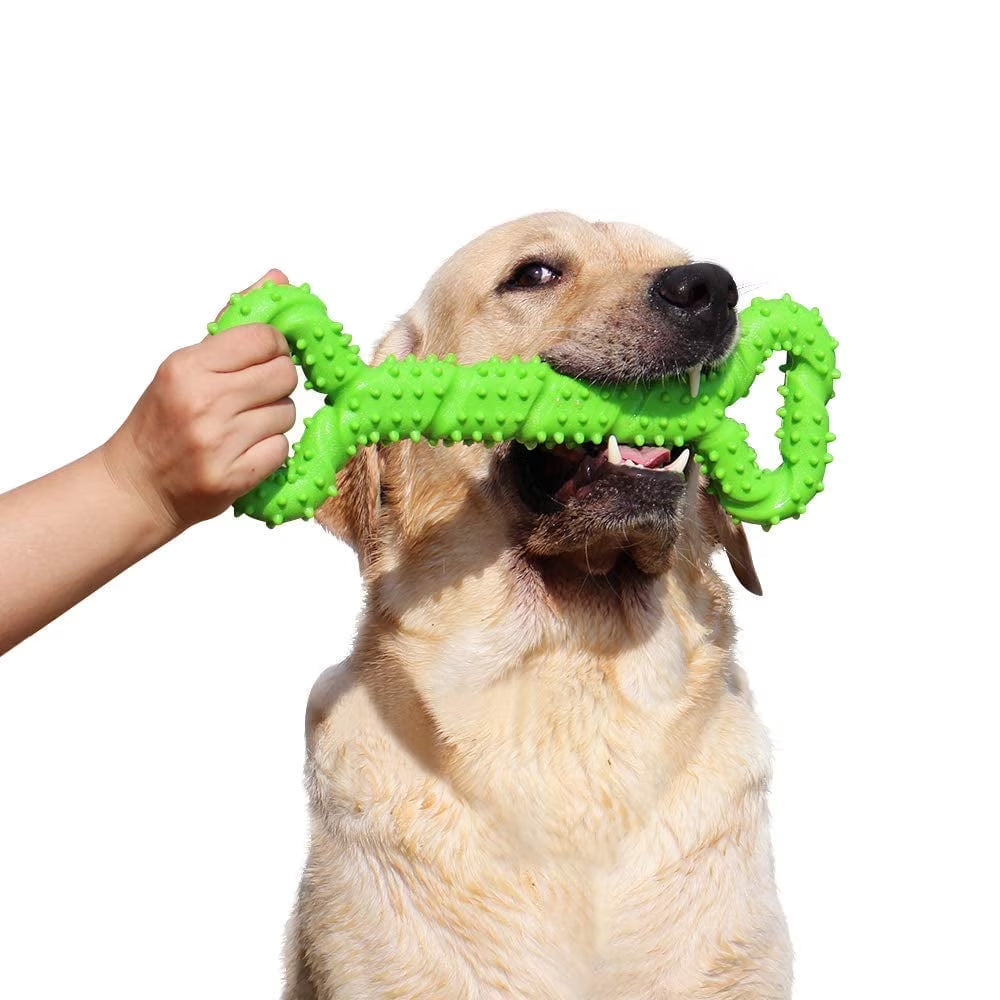 Durable Dog Chew Toys 13 Inch Bone Shape Extra Large Dog Toys with Convex Design Strong Tug Toy for Aggressive Chewers Medium and Large Dogs Tooth Cleaning, Green