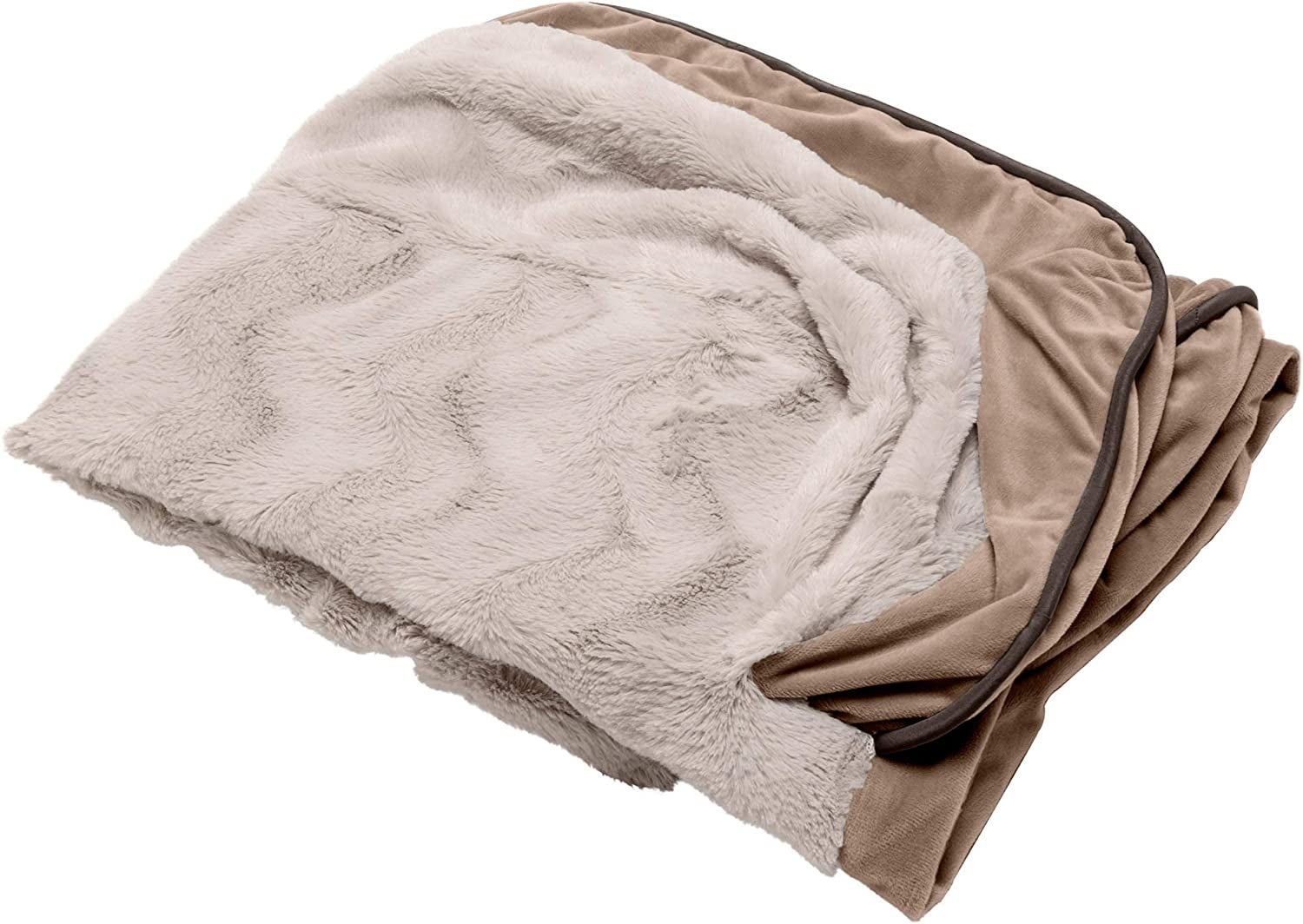 Luxury Plush Velvet Dog Bed Cover - Machine Washable Sofa-Style - Brownstone, Large
