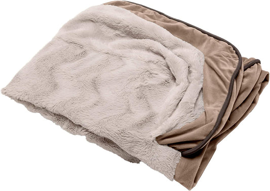 Luxury Plush Velvet Dog Bed Cover - Machine Washable Sofa-Style - Brownstone, Large