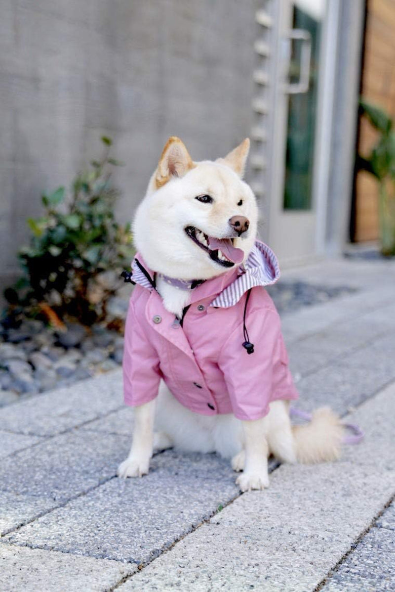 Zip up Dog Raincoats with Reflective Buttons, Pockets, Rain/Water Resistant, Adjustable Drawstring, & Removable Hood - XXS to XXL - Stylish Premium Dog Raincoats (Pink, Medium)